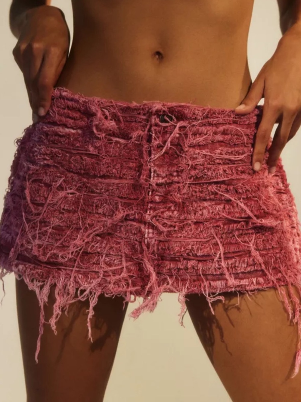 Distressed Red Micro Mini Skirt